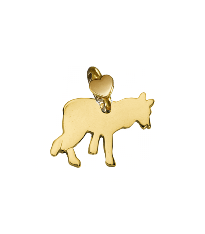 SOLID 9K YELLOW GOLD SMALL 10mm PENDANT FLAT WOLF MADE IN ITALY BY DODO MARIANI.