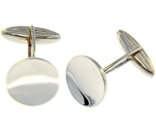 Load image into Gallery viewer, 18k white gold cufflinks, round flat 14mm 0.55&quot; button, smooth, made in Italy
