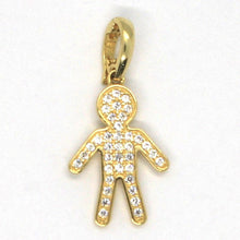 Load image into Gallery viewer, 18k yellow gold boy charm pendant smooth luminous bright zirconia.
