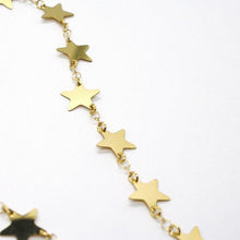 Load image into Gallery viewer, 18K YELLOW GOLD NECKLACE, FLAT STARS, STAR, 16 INCHES, MADE IN ITALY
