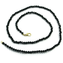 Load image into Gallery viewer, 18K YELLOW GOLD NECKLACE 24&quot;, 60cm, FACETED ROUND BLACK SPINEL DIAMETER 3mm.
