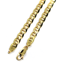 Load image into Gallery viewer, solid 18k yellow gold chain flat boat mariner oval nautical big 5mm link, 50 cm 20&quot;.
