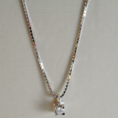 18k white gold mini necklace with diamond 0.01 ct, venetian chain made in Italy.