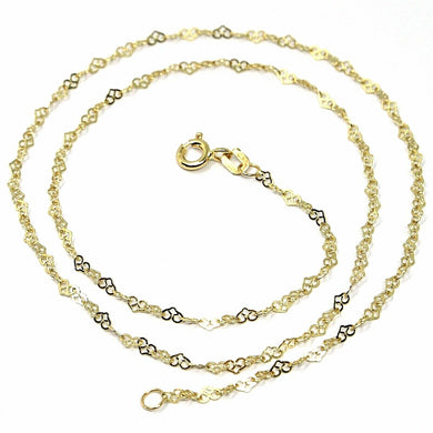 18K YELLOW GOLD CHAIN HEART LINKS THICKNESS 2mm, 0.08