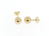 18k yellow gold earrings with big 8 mm balls ball round sphere, made in Italy.