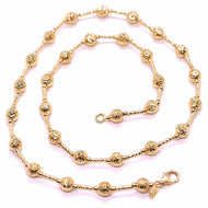 18k rose gold chain finely worked 5 mm ball spheres and tube link, 17.7 inches.