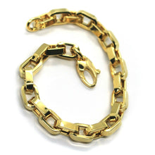 Load image into Gallery viewer, 18k yellow gold bracelet big 13x8mm oval squared links 22cm 8.7&quot; made in Italy.
