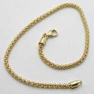 18k yellow gold bracelet small basket round tube popcorn link 2.2 mm.
