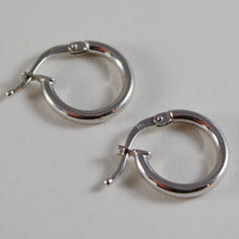 Load image into Gallery viewer, 18K WHITE GOLD EARRINGS MINI CIRCLE HOOP 13 MM 0.51 IN DIAMETER MADE IN ITALY
