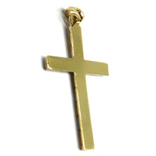 Load image into Gallery viewer, 18K YELLOW WHITE GOLD CROSS PENDANT 30mm, 1.18 inches, ROUNDED WORKED STRIPED
