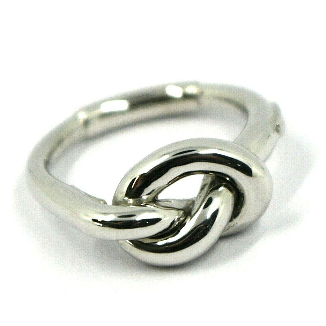 18k white gold infinite central ring, infinity, braided, knot, made in Italy