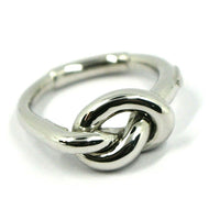 18k white gold infinite central ring, infinity, braided, knot, made in Italy.