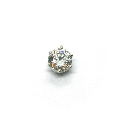 SOLID 18K WHITE GOLD 6mm ROUND 1.5 carats ZIRCONIA PENDANT, MADE IN ITALY.