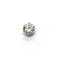 SOLID 18K WHITE GOLD 6mm ROUND 1.5 carats ZIRCONIA PENDANT, MADE IN ITALY.