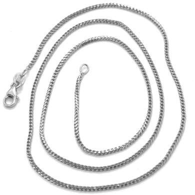 18k white gold chain 1.2 mm square franco link, 24 inches, 60 cm made in Italy.