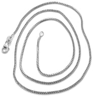 18k white gold chain 1.2 mm square franco link, 24 inches, 60 cm made in Italy.