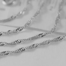 Load image into Gallery viewer, 18k white gold mini singapore braid rope chain 16 inches 1.2 mm made in Italy.
