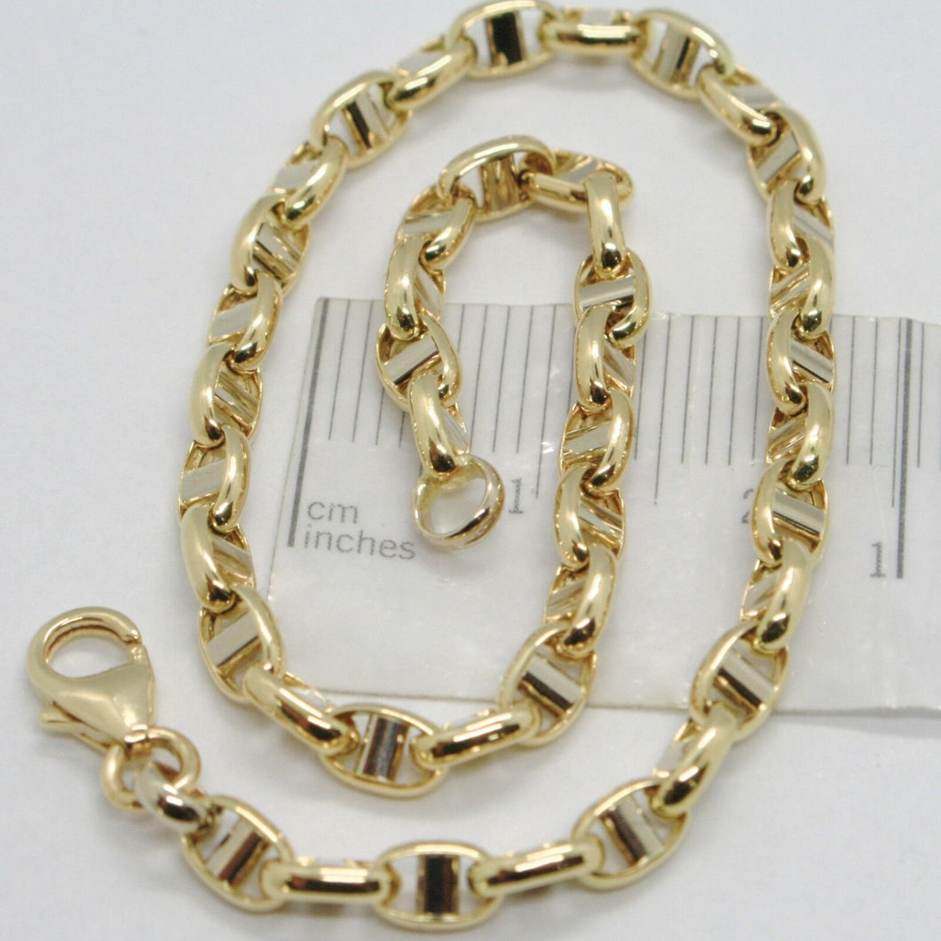 18k yellow white gold 3.5 mm oval navy mariner oval bracelet 8.3