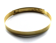 Load image into Gallery viewer, SOLID 18K YELLOW WHITE GOLD UNISEX RIGID BANGLE 7 mm FLAT BRACELET, SATIN PLATE.
