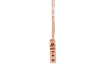 Load image into Gallery viewer, 18k rose gold yellow gold necklace with rolo cable chain and squared Cross.
