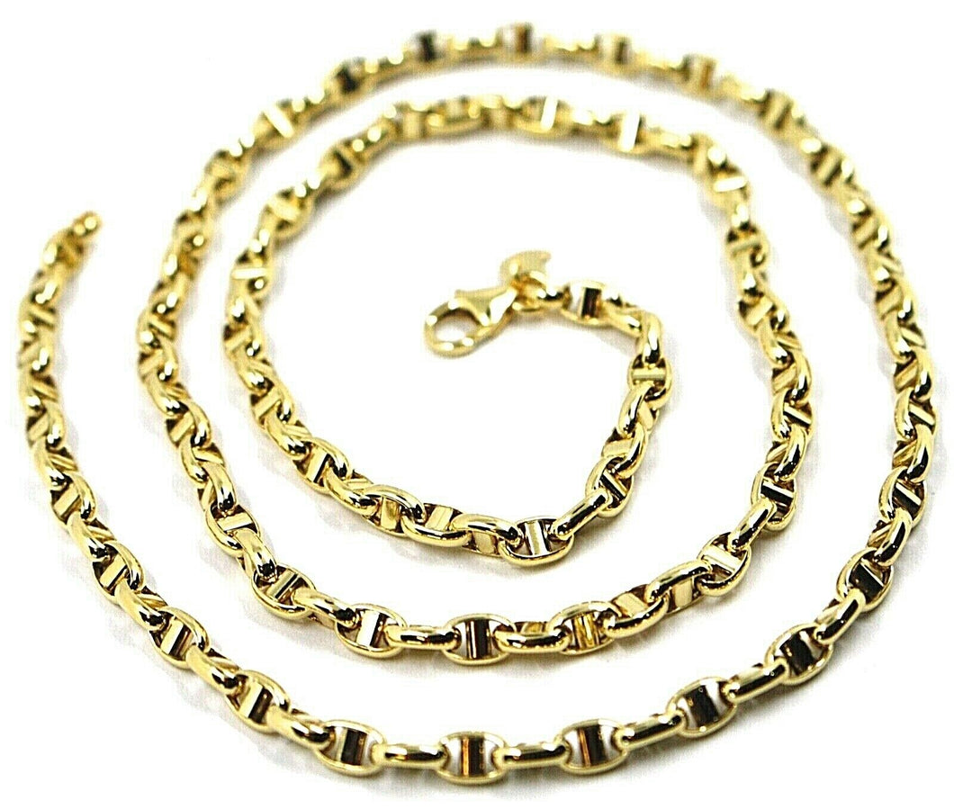 9K YELLOW GOLD NAUTICAL MARINER CHAIN OVALS 3.5 MM THICKNESS, 20 INCHES, 50 CM.