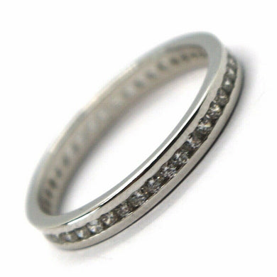 18k white gold eternity band binary ring, white cubic zirconia, thickness 3 mm.