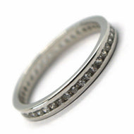 18k white gold eternity band binary ring, white cubic zirconia, thickness 3 mm.