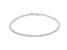 Load image into Gallery viewer, 18K WHITE GOLD TENNIS BRACELET WHITE 2mm CUBIC ZIRCONIA ROUND CUT, 18cm, 7.1&quot;.
