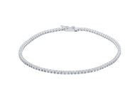18K WHITE GOLD TENNIS BRACELET WHITE 2mm CUBIC ZIRCONIA ROUND CUT, 18cm, 7.1