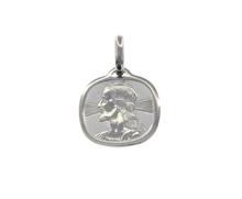 Load image into Gallery viewer, 18K WHITE GOLD PENDANT SQUARE MEDAL JESUS FACE 16mm ENGRAVABLE.
