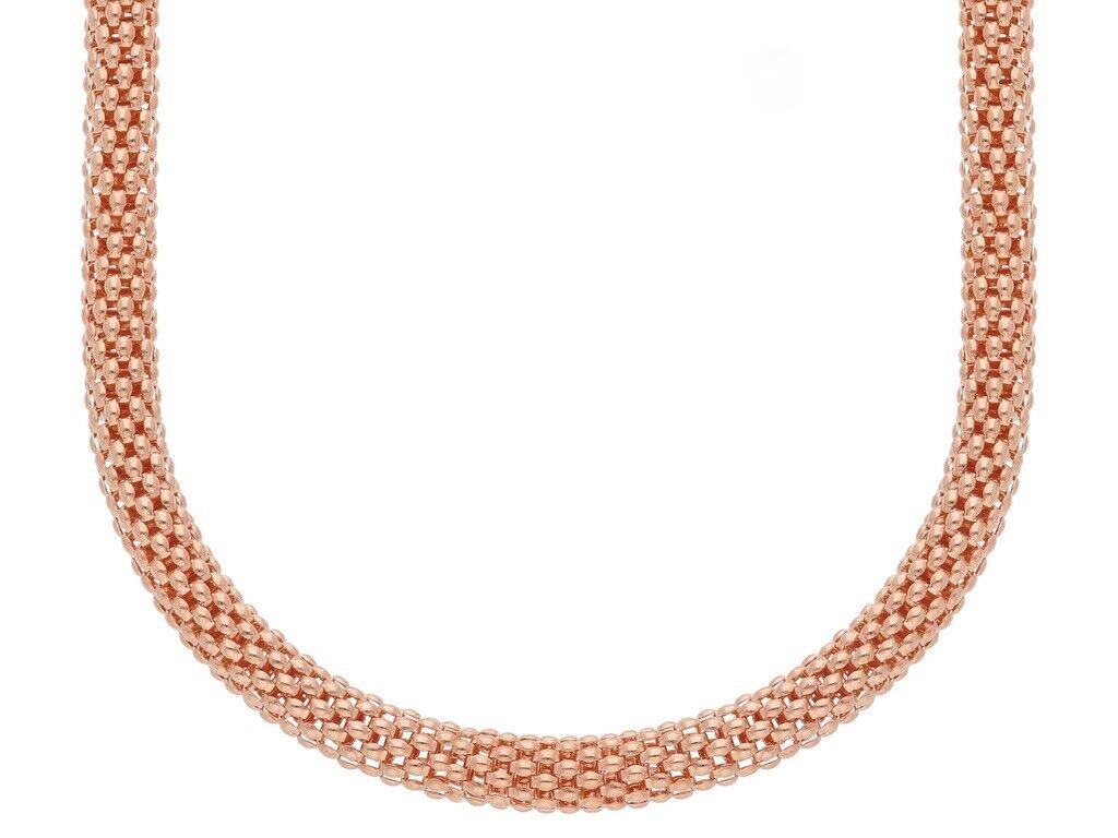 18k rose gold basket rounded big 5mm tubular basket popcorn chain necklace 18