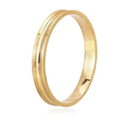 18K YELLOW GOLD WEDDING BAND 2.4mm THICK RING ENGAGEMENT DOUBLE SQUARED BINARY.