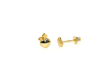 Load image into Gallery viewer, 18K YELLOW GOLD FLAT SMALL BABY GIRL 5mm HEART EARRINGS, BUTTERFLY CLOSURE
