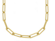 18K YELLOW GOLD CHAIN ROUNDED OVAL PAPER CLIP 3x9mm LINK, 16