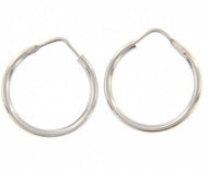 18k white gold round circle earrings diameter 15 mm width 1.7 mm, made in Italy.