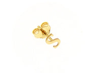 18K YELLOW GOLD BUTTON SINGLE EARRING, FLAT SMALL LETTER INITIAL S 6mm 0.24