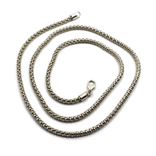 Load image into Gallery viewer, 18k white gold basket rounded 2.2mm tube basket popcorn chain necklace, 18&quot;.
