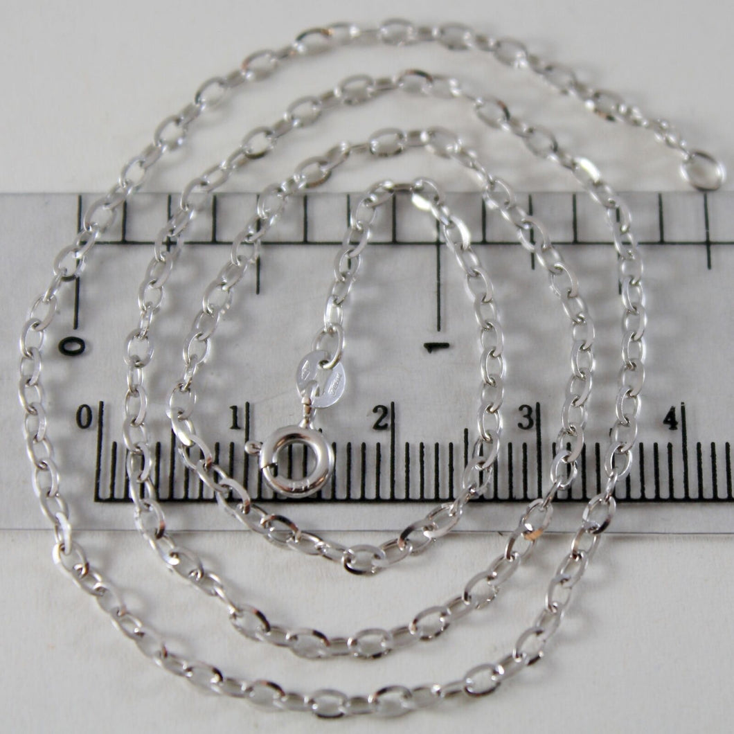 18k white gold chain mini 2 mm rolo oval mirror link 19.70 inches made in Italy.