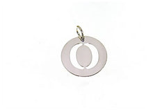 Load image into Gallery viewer, 18k white gold round medal with initial O letter O made in Italy diameter 0.5 in.
