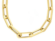18K YELLOW GOLD CHAIN SQUARED OVAL PAPER CLIP BIG 7x20mm LINKS, 18