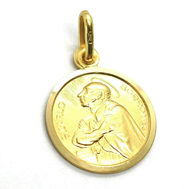SOLID 18K YELLOW GOLD MEDAL, SAINT CARLO CHARLES BORROMEO, 15 mm DIAMETER.