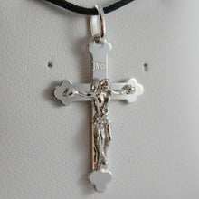 Load image into Gallery viewer, 18k white gold cross with Jesus, smooth, finely worked engravable made in Italy.
