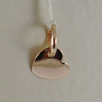 18k rose gold mini pink heart charm pendant, flat smooth shiny made in Italy.