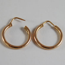 Load image into Gallery viewer, 18k rose gold earrings little circle hoop 18 mm 0.71 in diameter made in Italy
