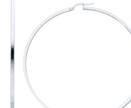 18k white gold circle earrings diameter 70 mm with square tube, made in Italy.