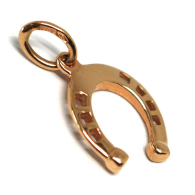 18k rose gold horseshoe charm pendant smooth luminous bright made in Italy.
