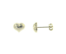 Load image into Gallery viewer, 18k white gold earrings rounded small heart, shiny, smooth, 7mm, made in Italy

