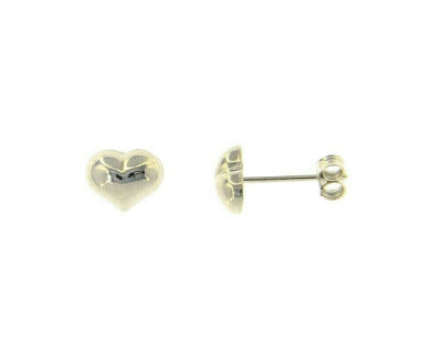 18k white gold earrings rounded small heart, shiny, smooth, 7mm, made in Italy.