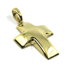 Load image into Gallery viewer, 18K YELLOW GOLD CROSS, ROUNDED 24mm, 0.94 inches, SMOOTH, CURVED, MADE IN ITALY
