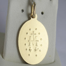 Load image into Gallery viewer, solid 18k yellow gold Miraculous medal pendant, Virgin Mary, Madonna, 14x19mm.

